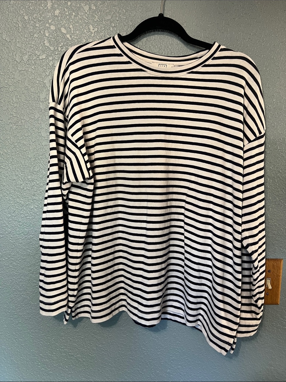 AYR black and white stripes shirt 100% cotton long sleeve size XL